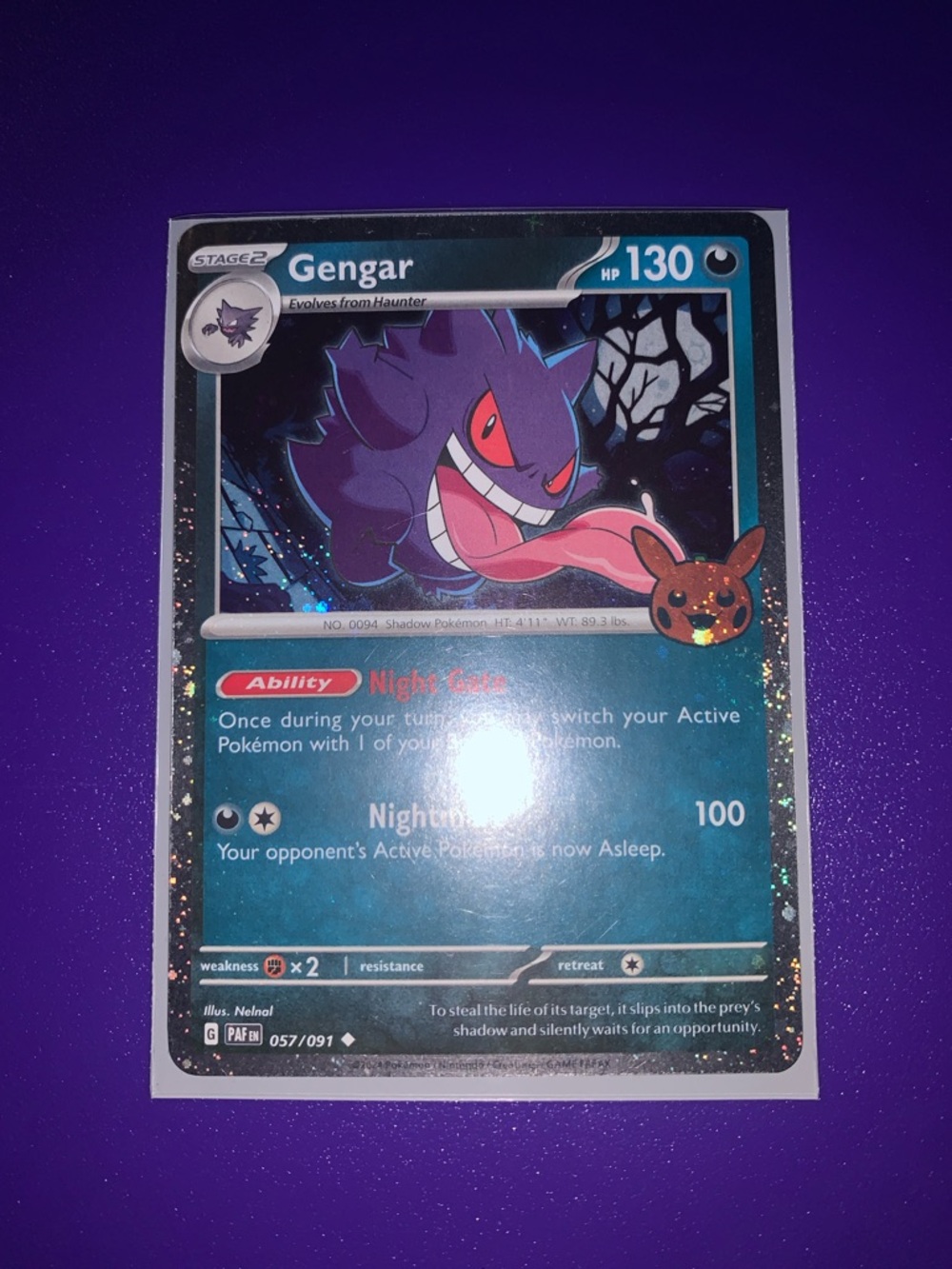 Pokemon Gengar Trading Card - Purple, Teal, Black